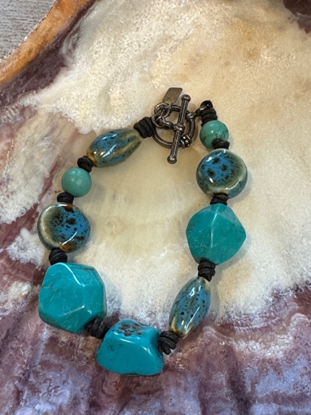 NWT Peyote Bird Turquoise/Coral Stretch Bracelets
